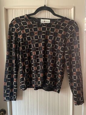 Vintage The Limited Black Geometric Long-Sleeve Top